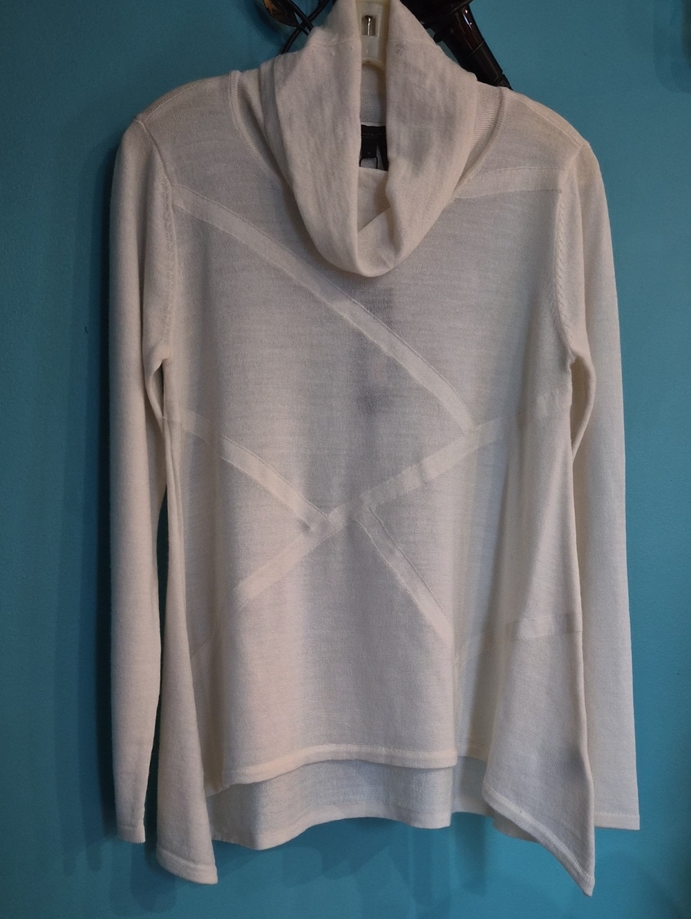 NWT Donna Karan WOOLCream Cowl Neck Lightweight Sweater PTP 19, L 24